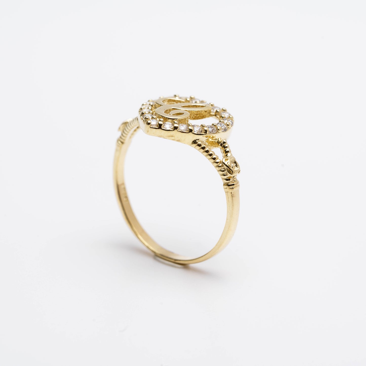 10K Heart Initial C Ring