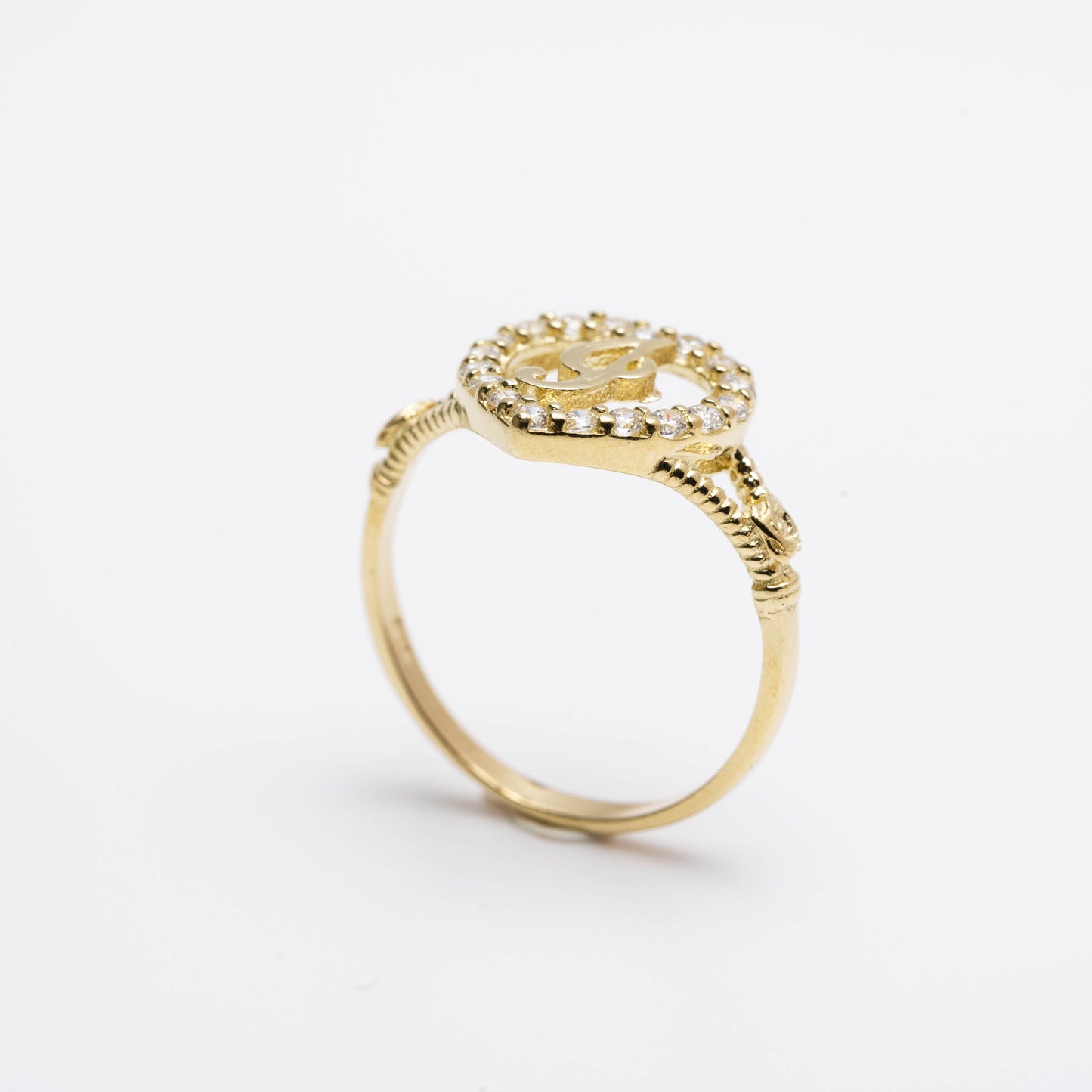 10K Heart Initial I Ring