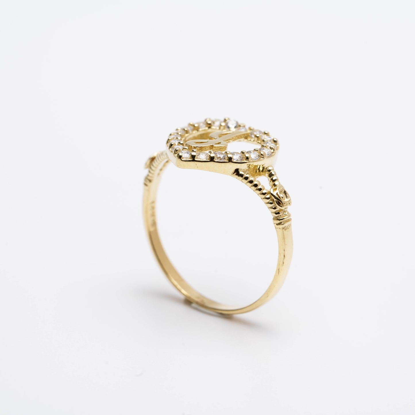 10K Heart Initial J Ring