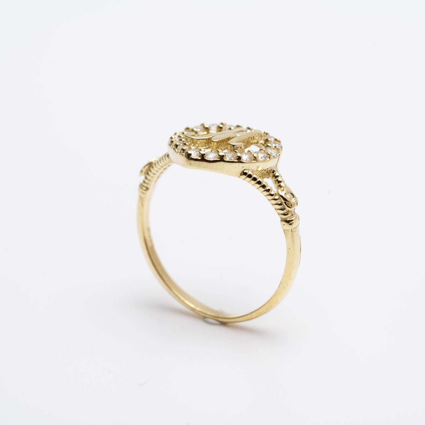 10K Heart Initial M Ring