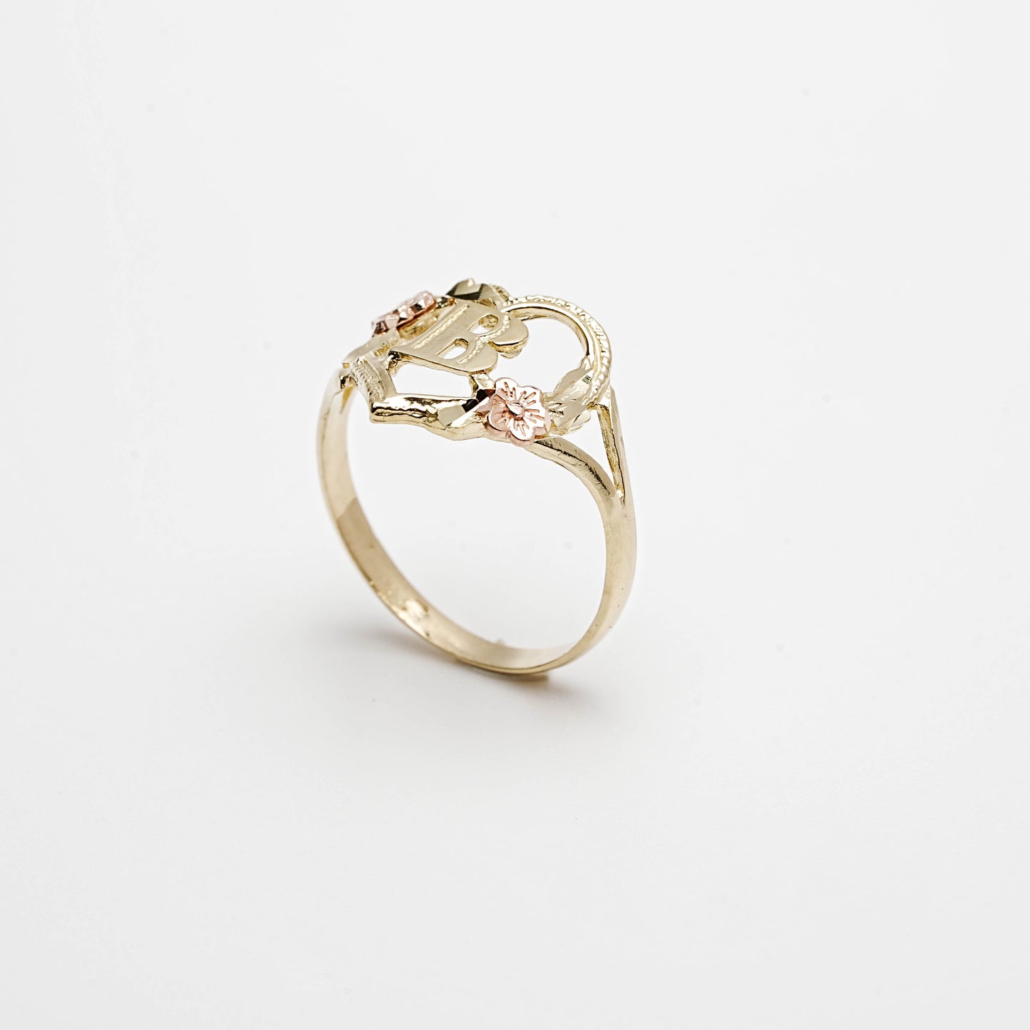 10K Heart Initial B Ring