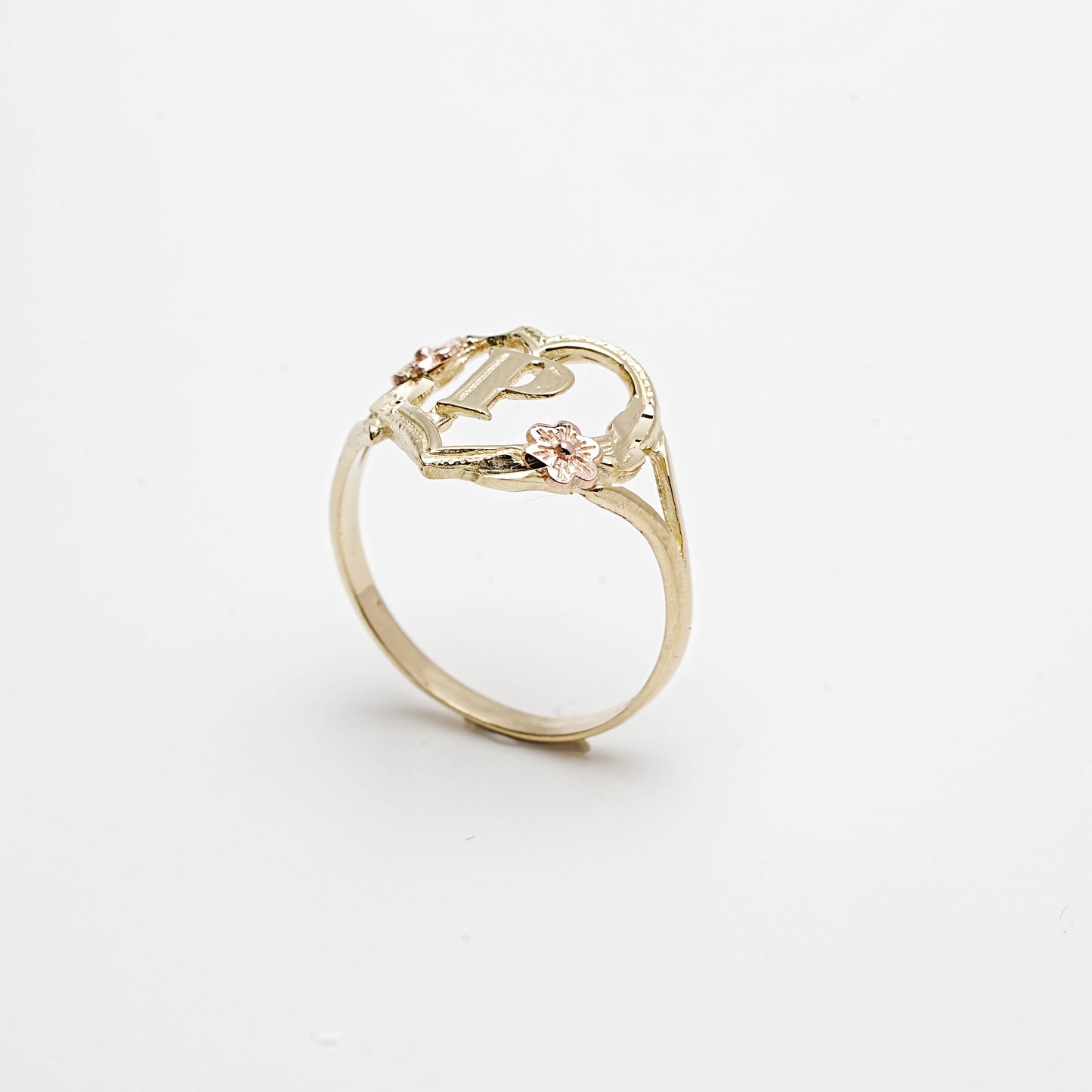 10K Heart Initial P Ring
