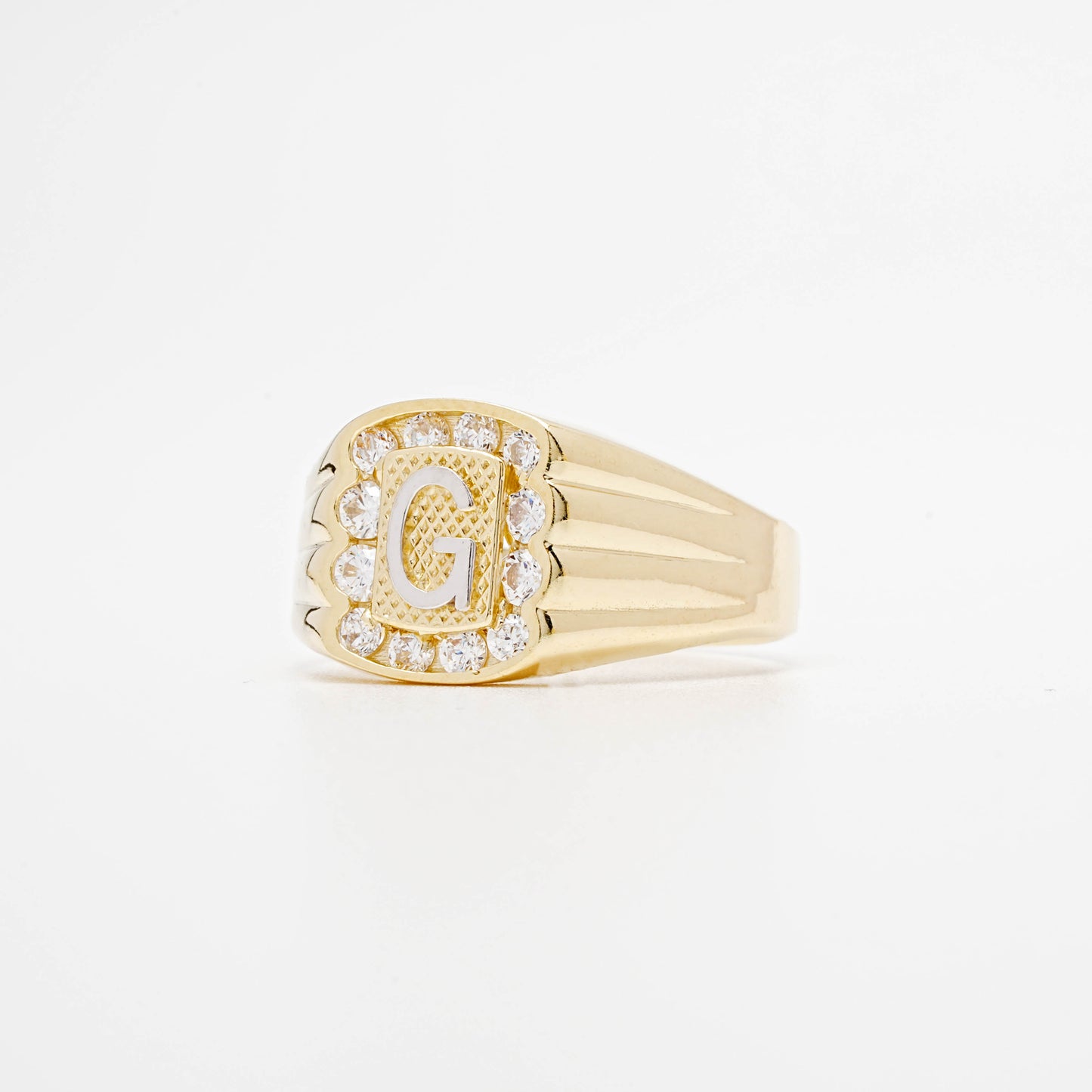 10K CZ Initial G Ring