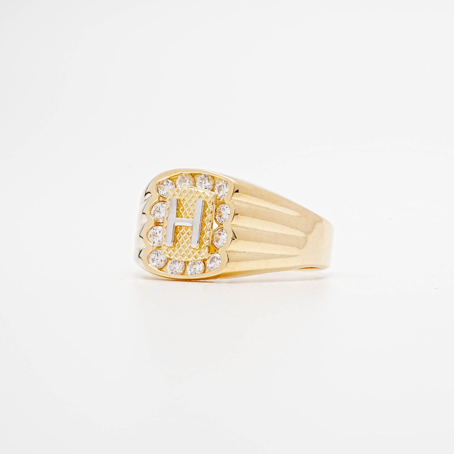 10K CZ Initial H Ring