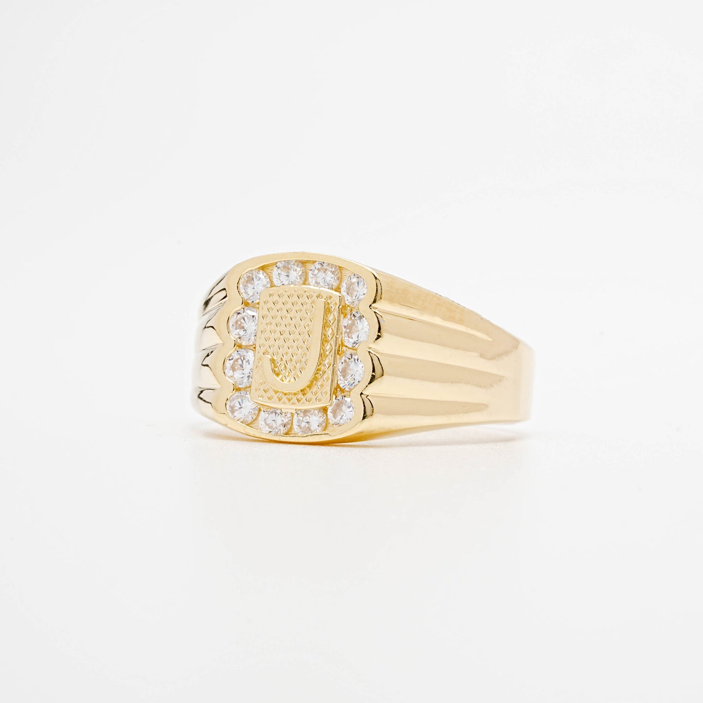 10K CZ Initial J Ring