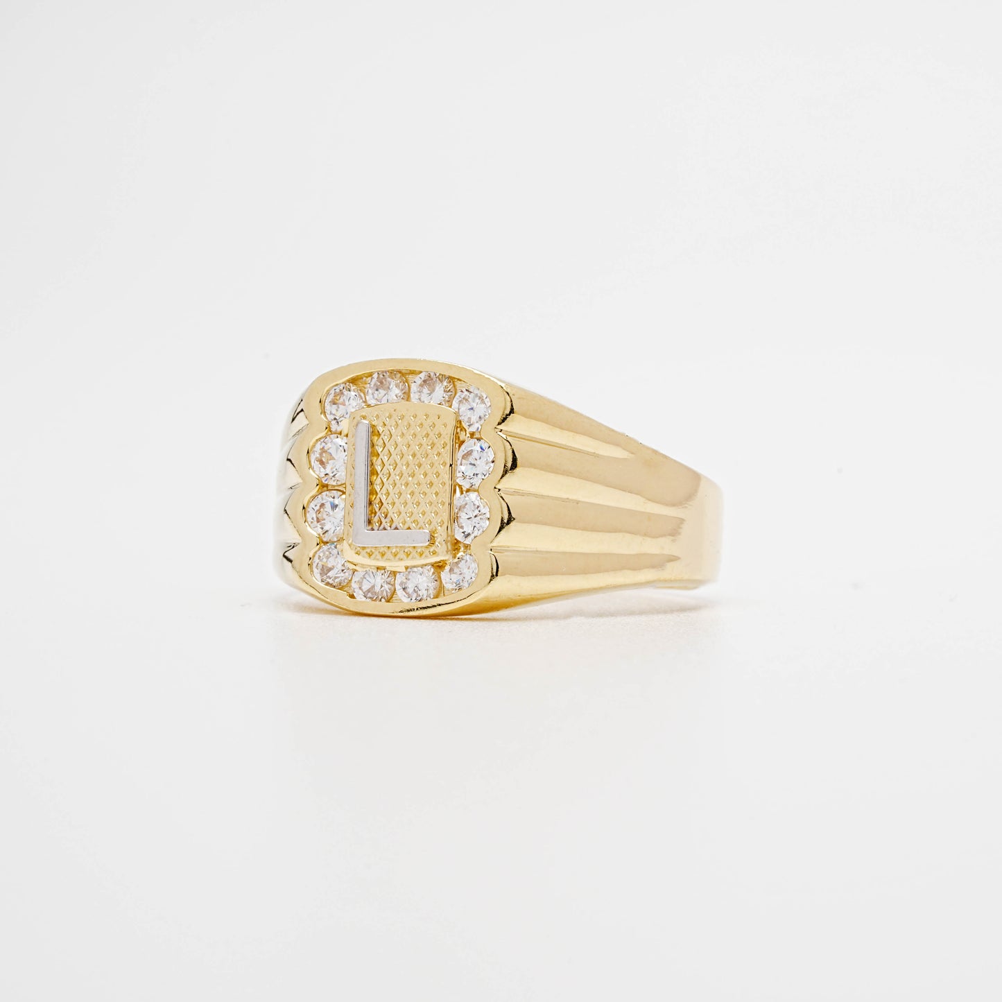 10K CZ Initial L Ring