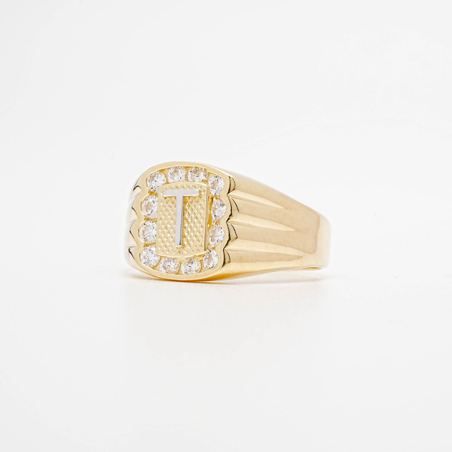 10K CZ Initial T Ring