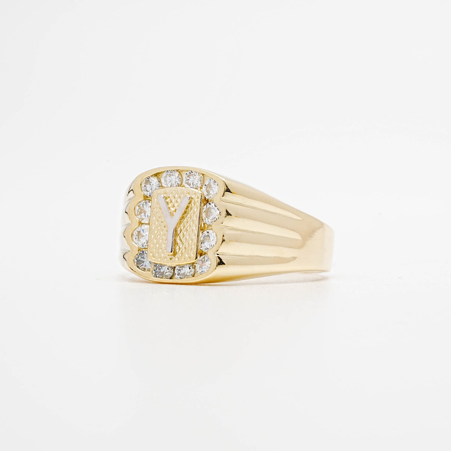 10K CZ Initial Y Ring