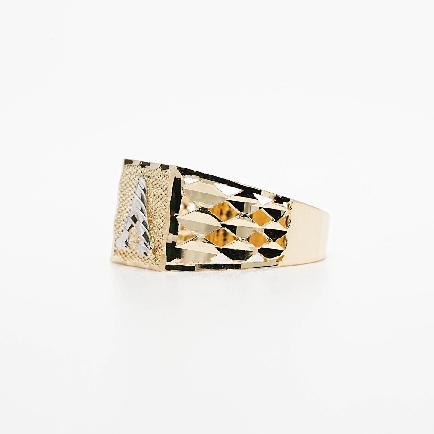 10K Two-Tone Initial A Ring