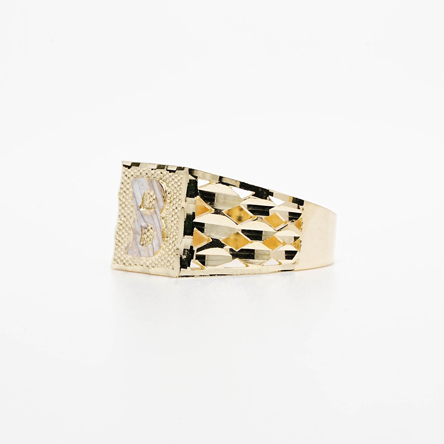 10K Two-Tone Initial B Ring