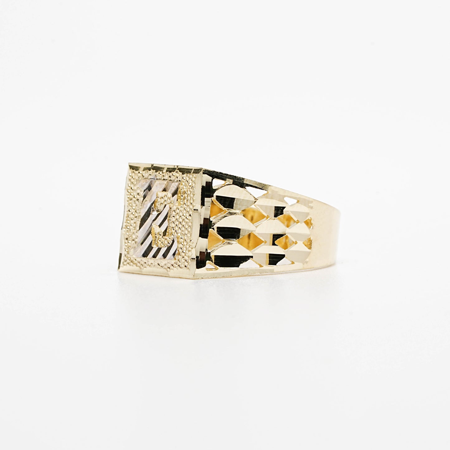 10K Two-Tone Initial E Ring