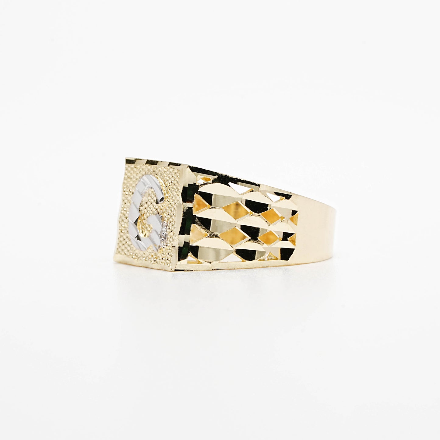 10K Two-Tone Initial G Ring