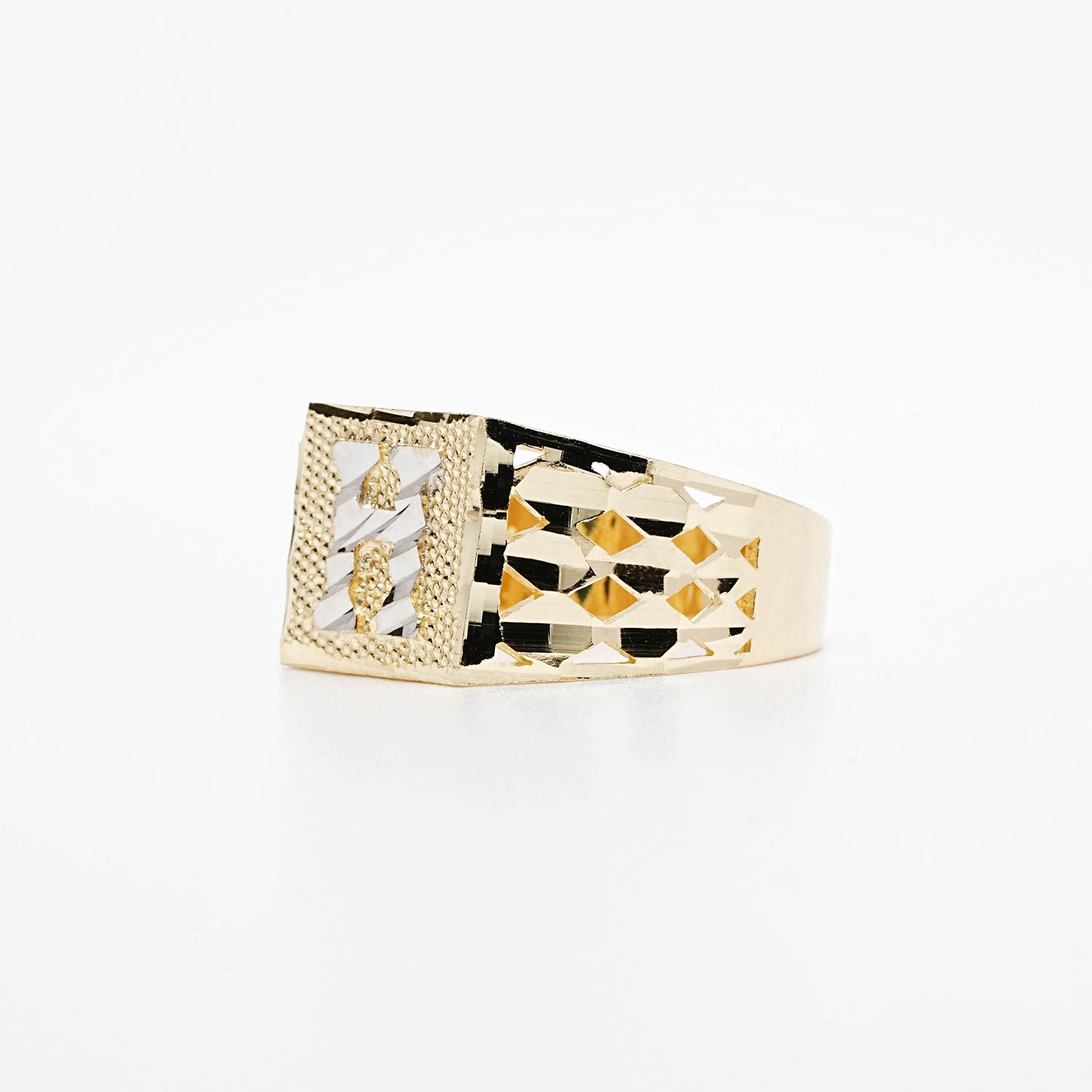 10K Two-Tone Initial H Ring