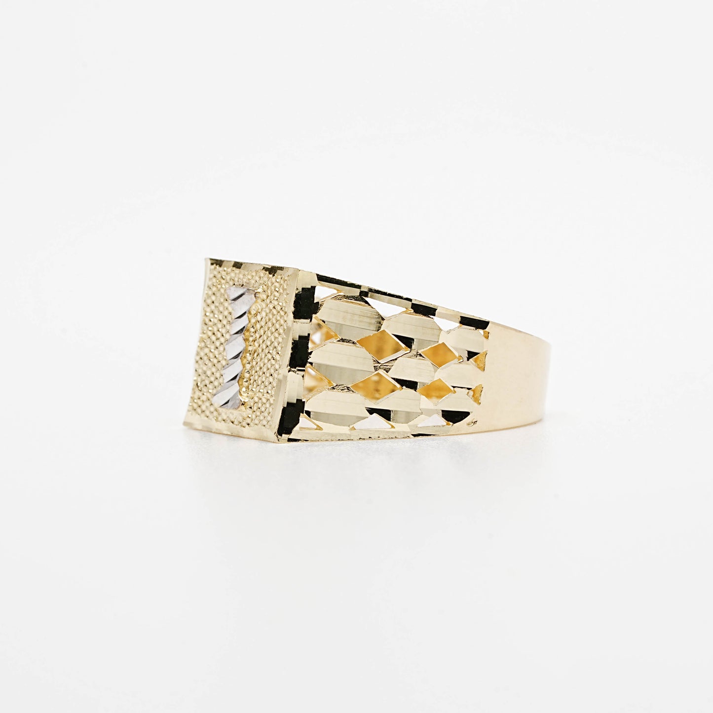 10K Two-Tone Initial I Ring