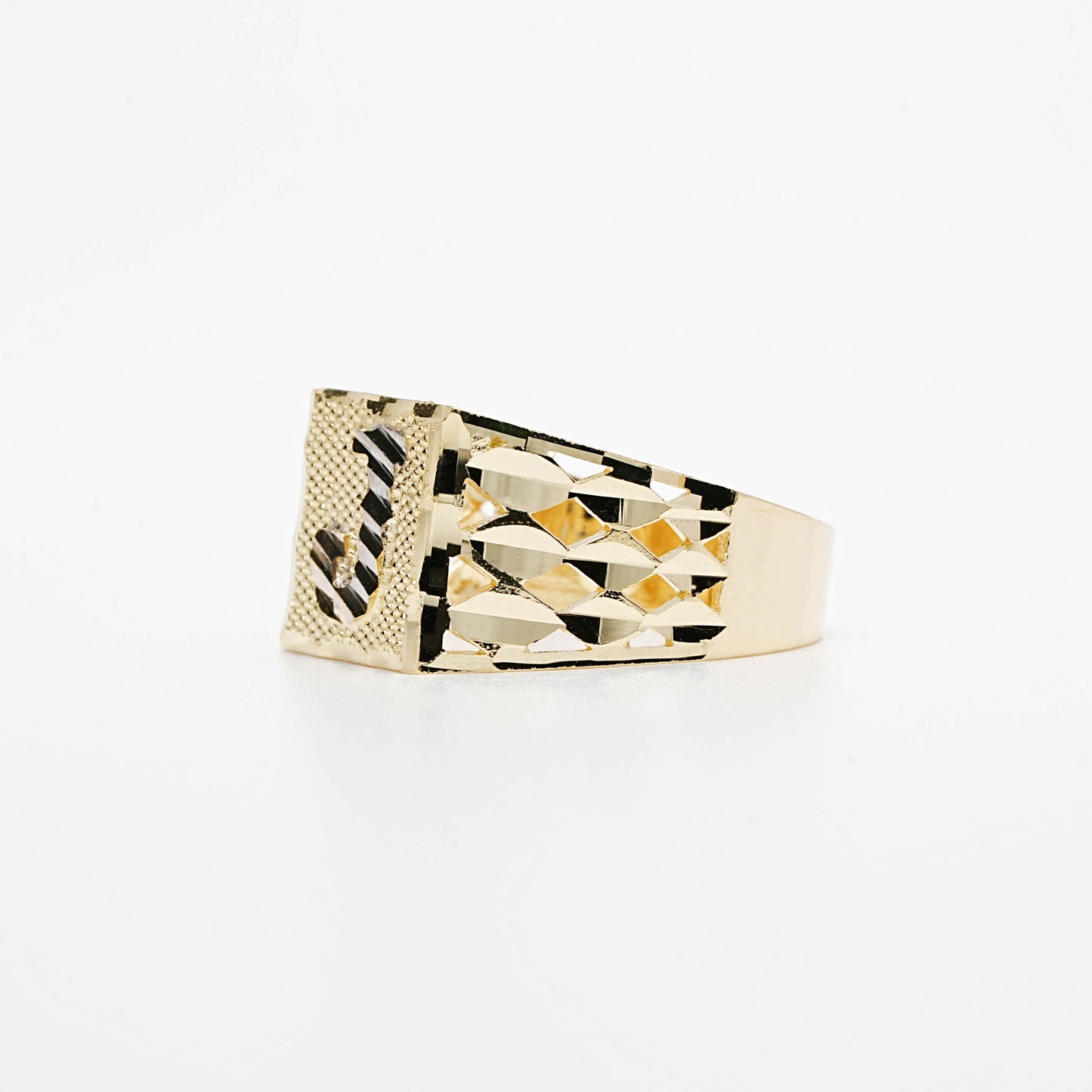 10K Two-Tone Initial J Ring