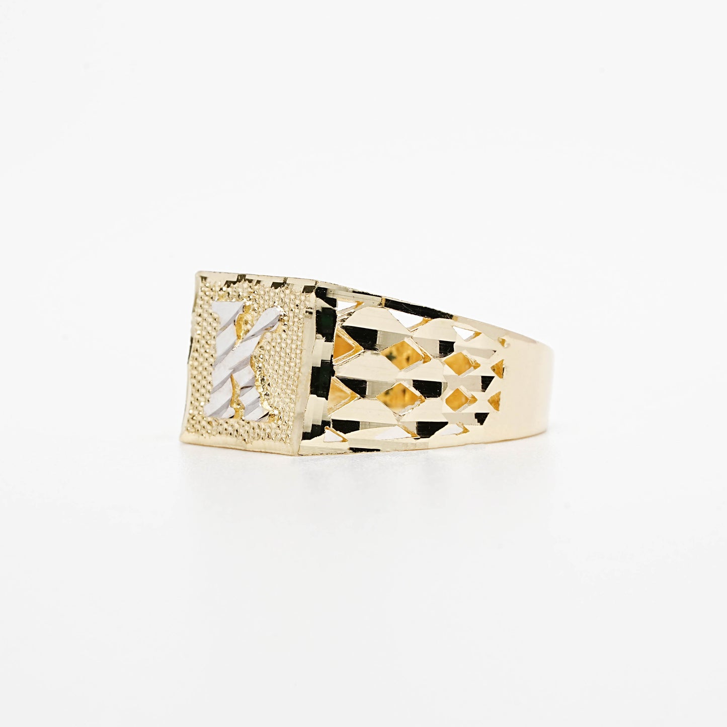 10K Two-Tone Initial K Ring