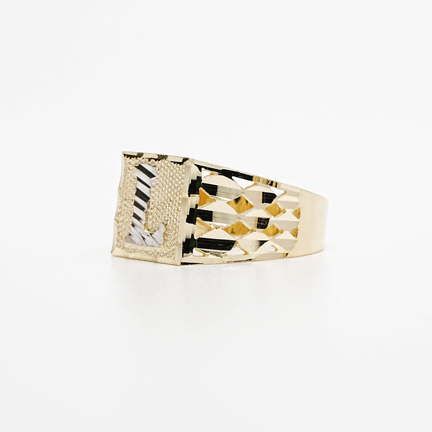 10K Two-Tone Initial L Ring