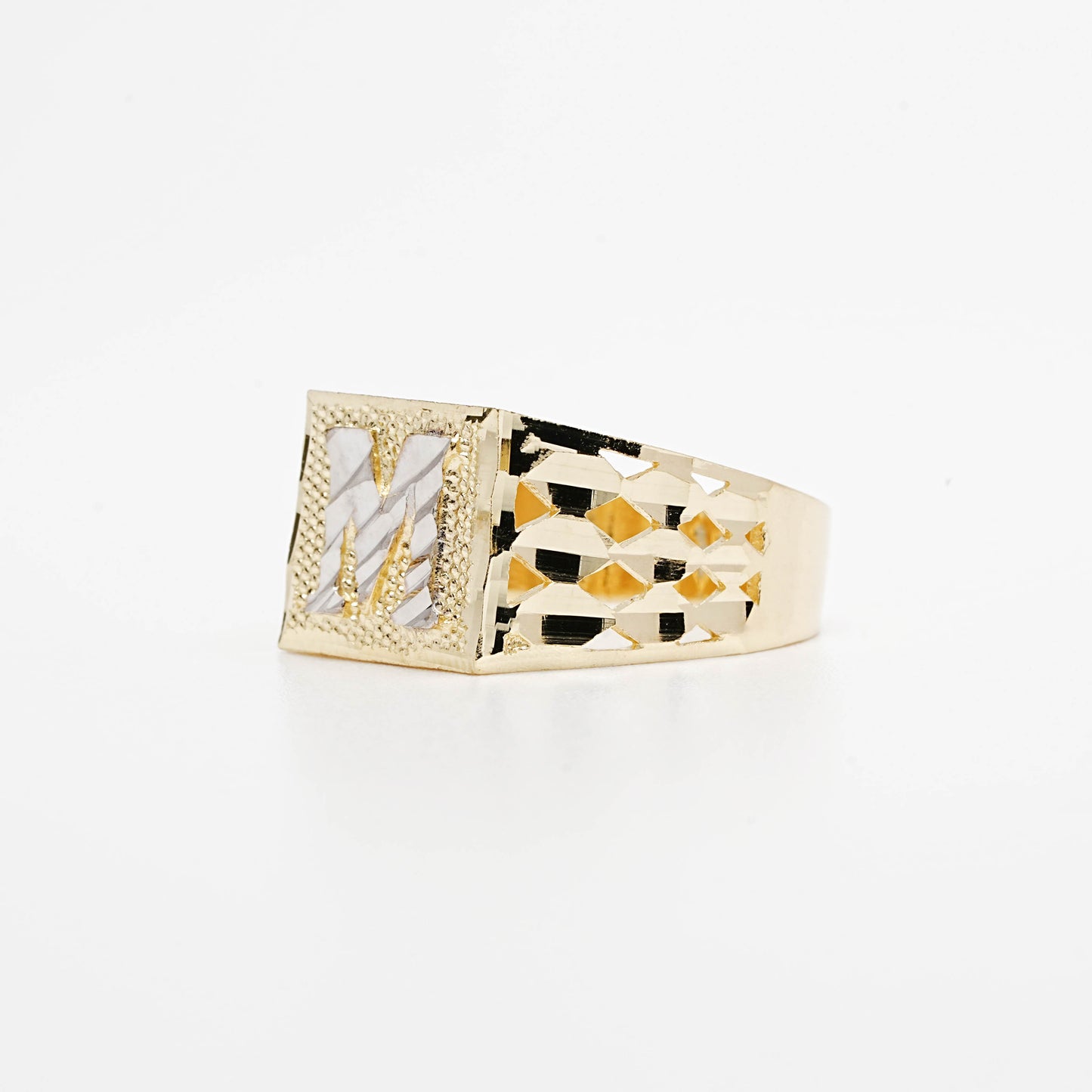 10K Two-Tone Initial M Ring