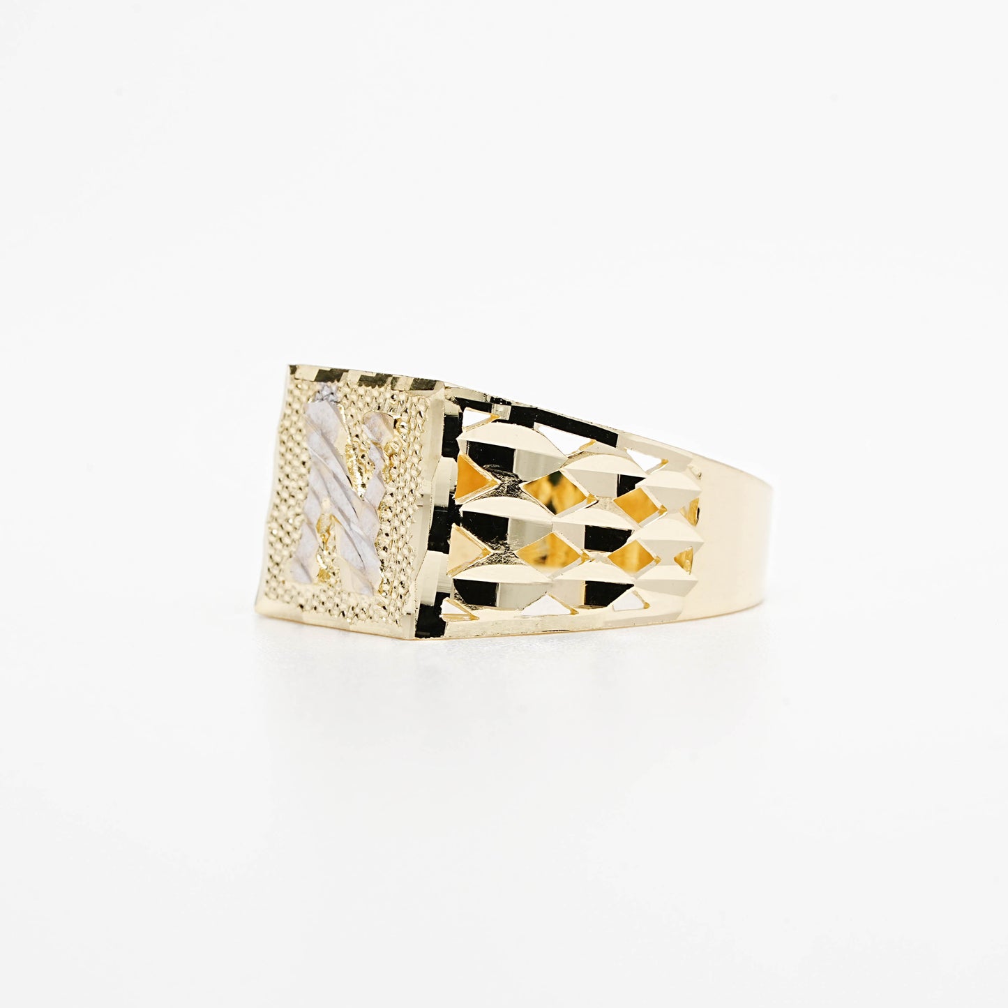 10K Two-Tone Initial N Ring