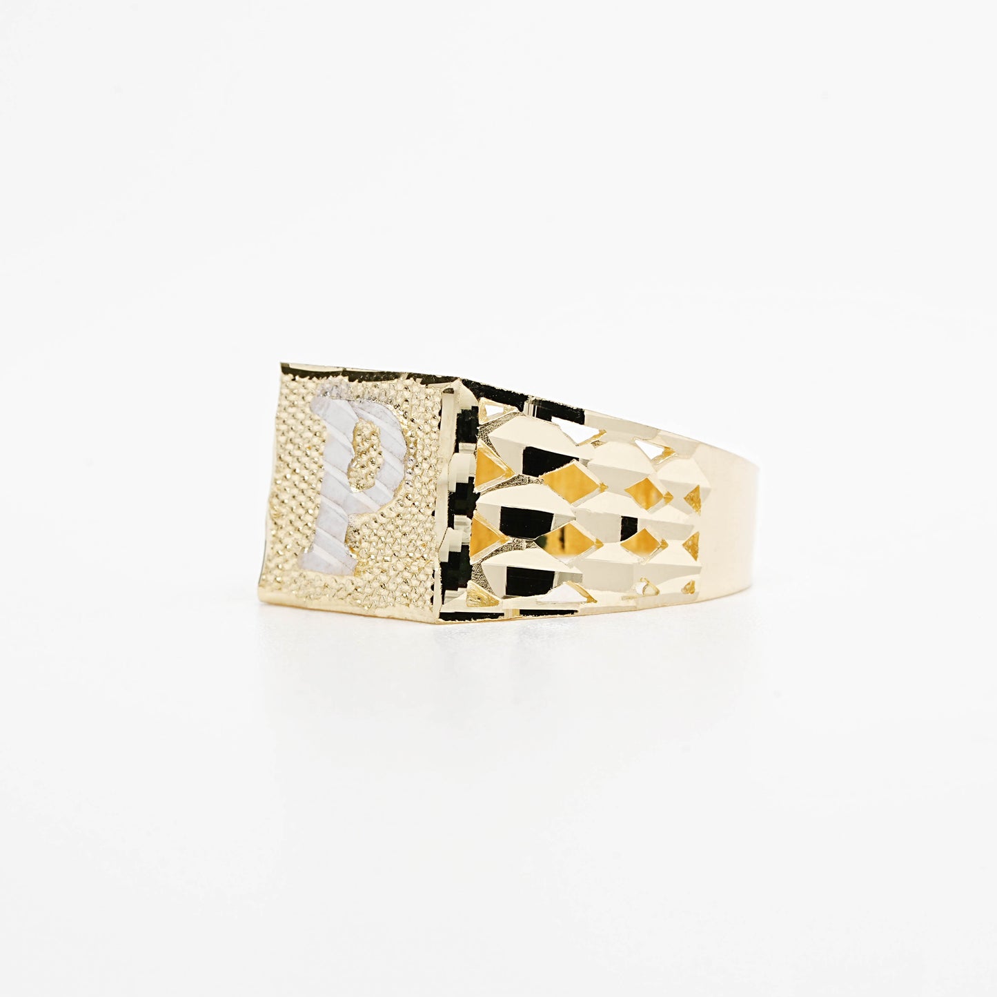 10K Two-Tone Initial P Ring