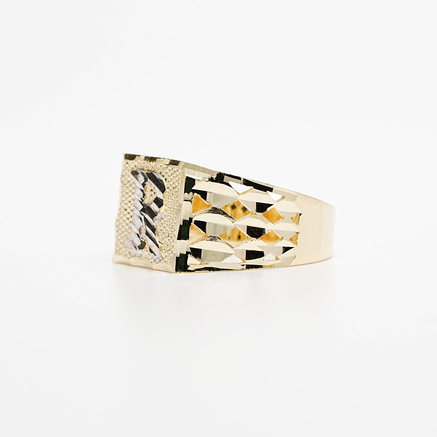 10K Two-Tone Initial R Ring