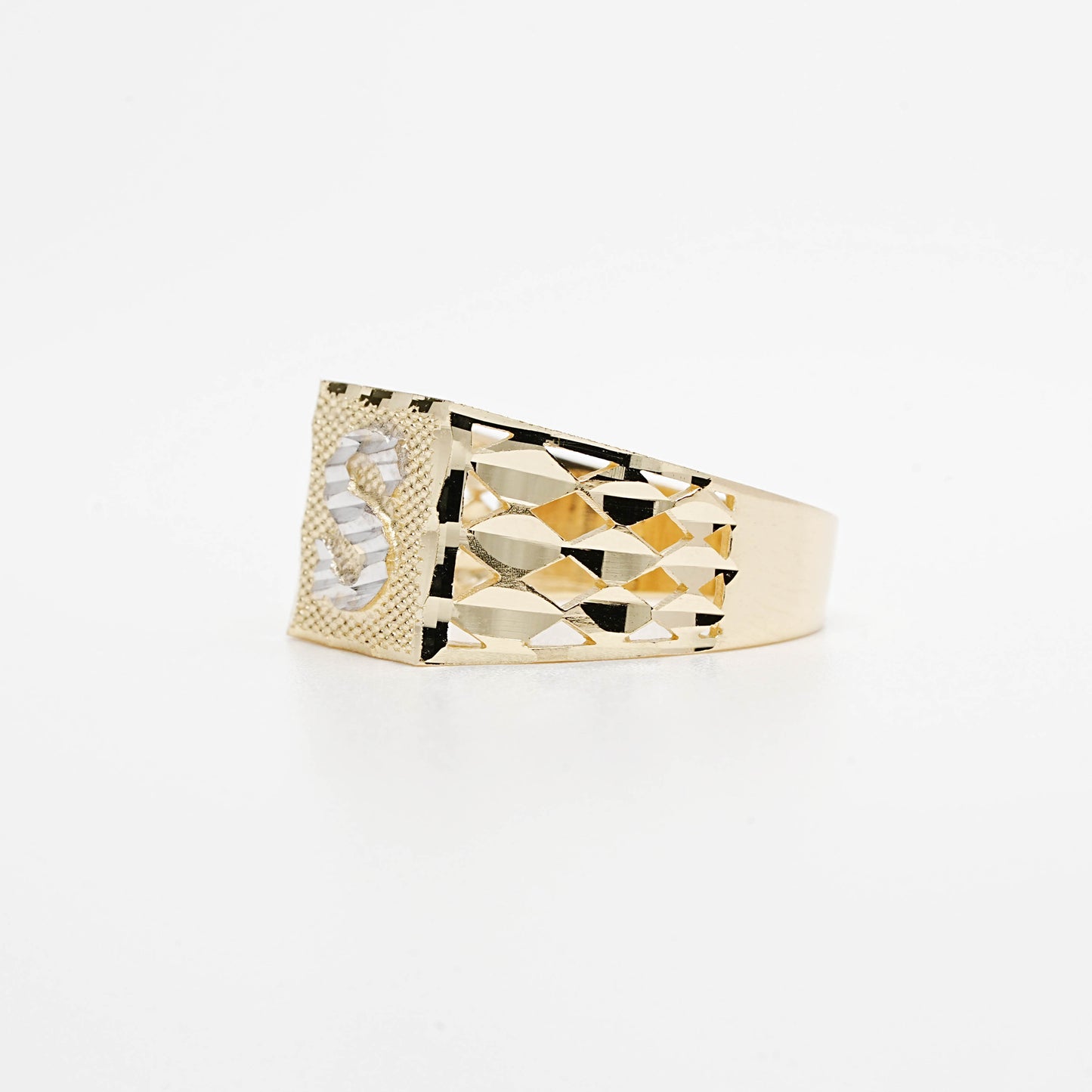 10K Two-Tone Initial S Ring