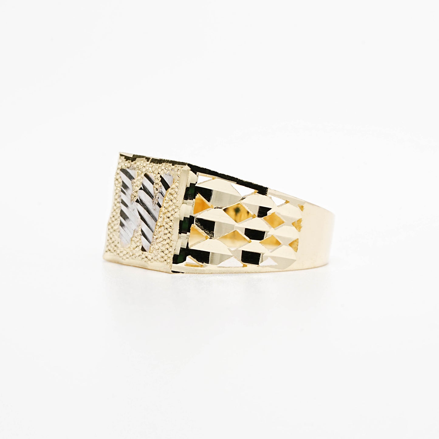 10K Two-Tone Initial W Ring