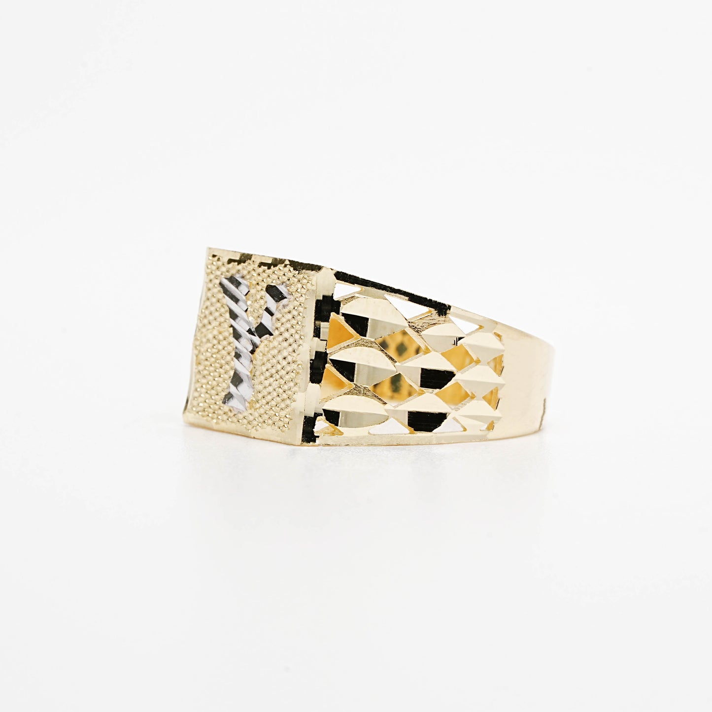 10K Two-Tone Initial Y Ring