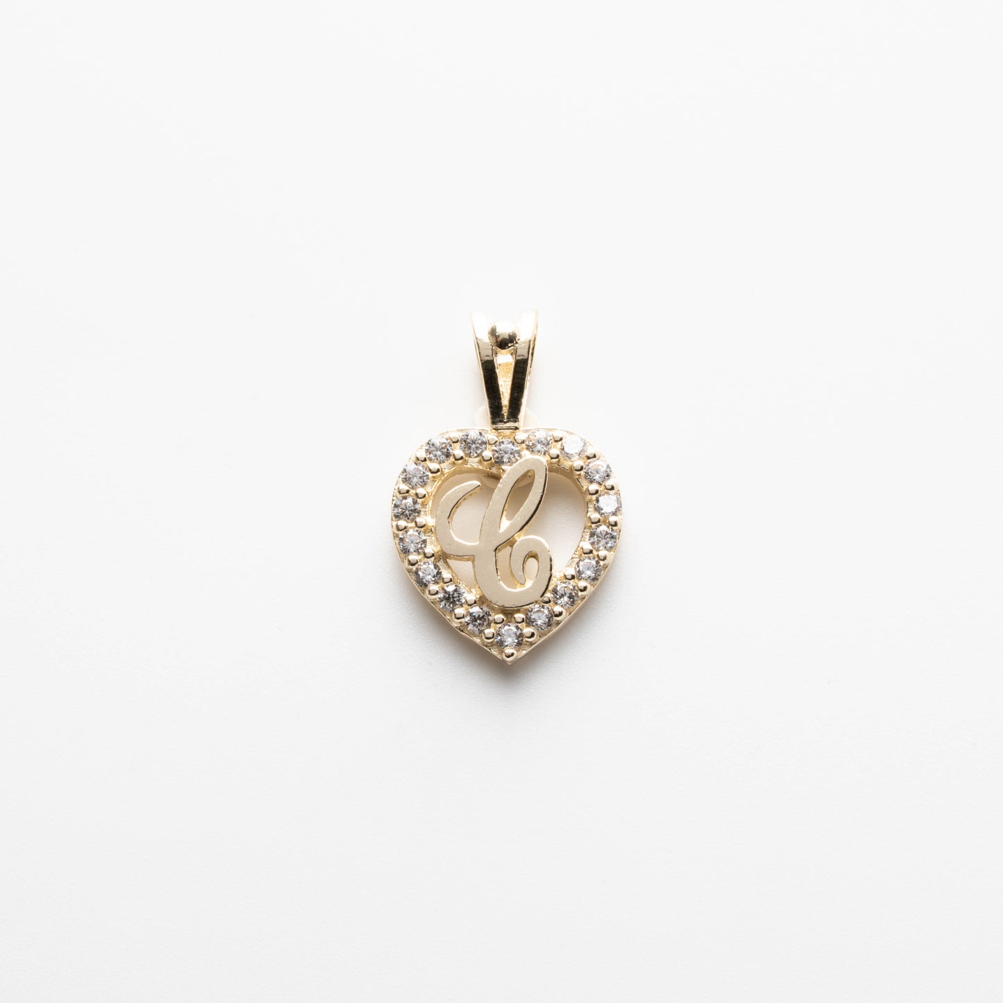 10K Gold Heart C Initial Pendant