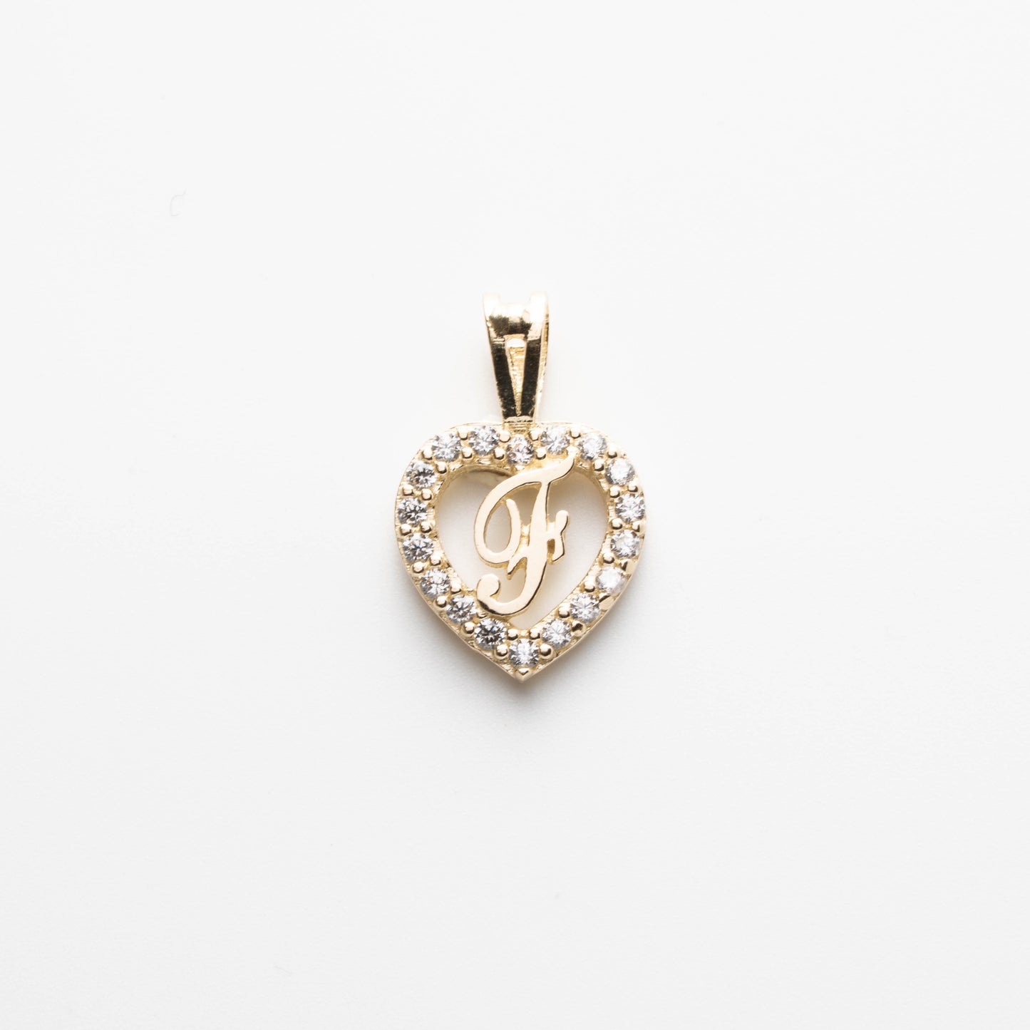 10K Gold Heart F Initial Pendant
