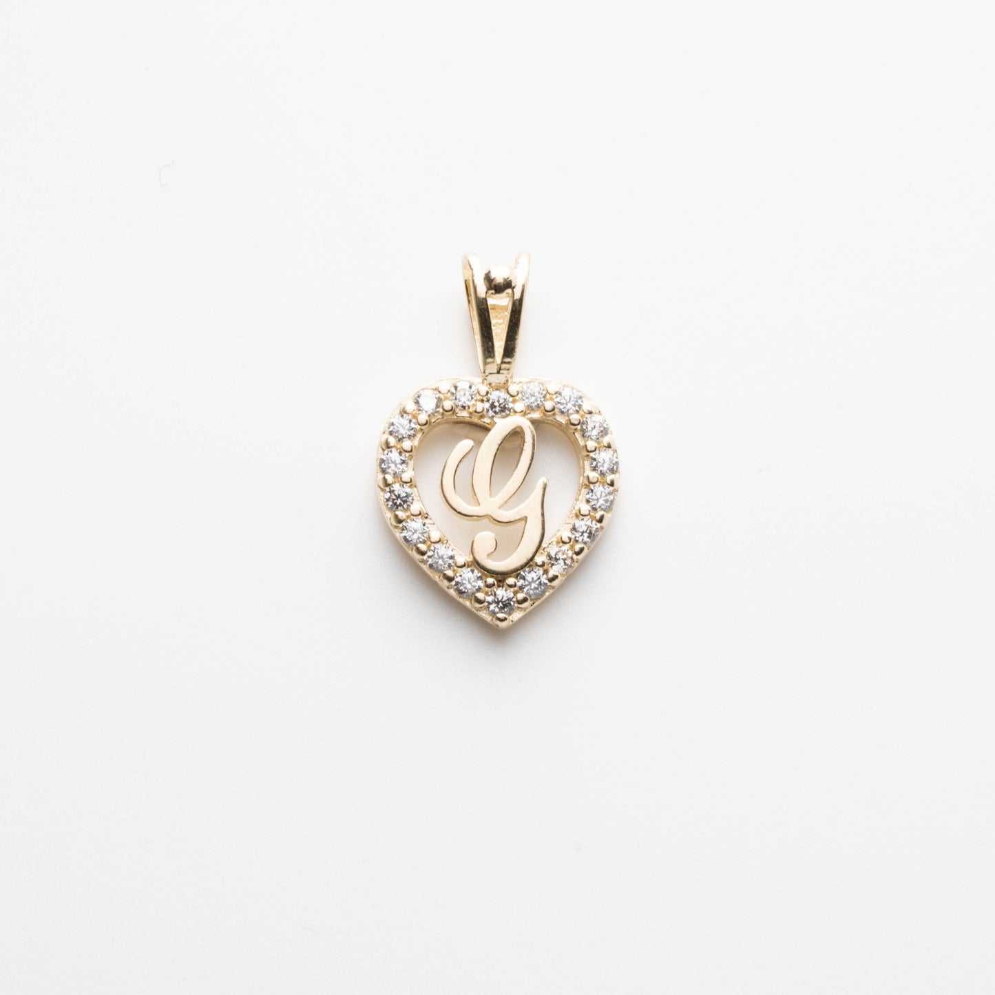 10K Gold Heart G Initial Pendant