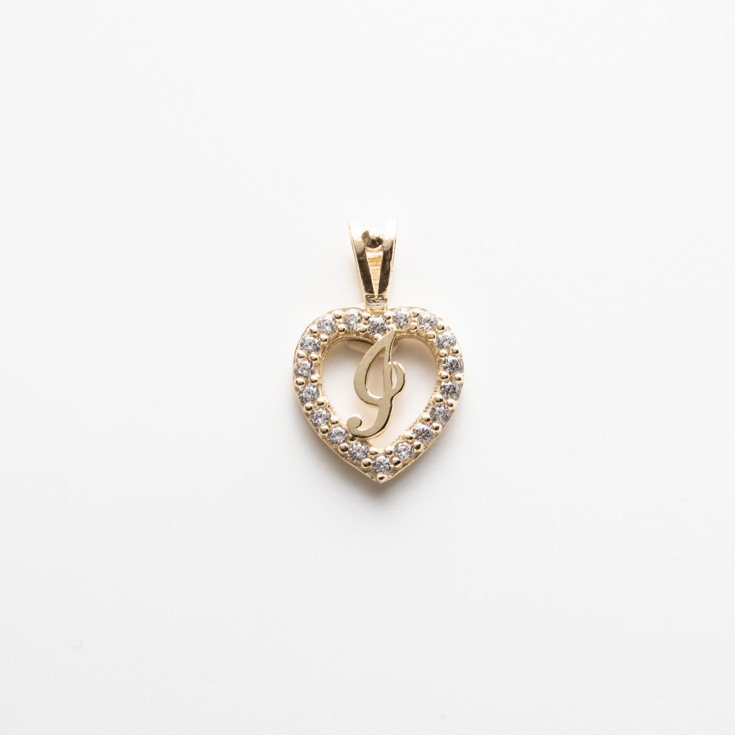 10K Gold Heart I Initial Pendant