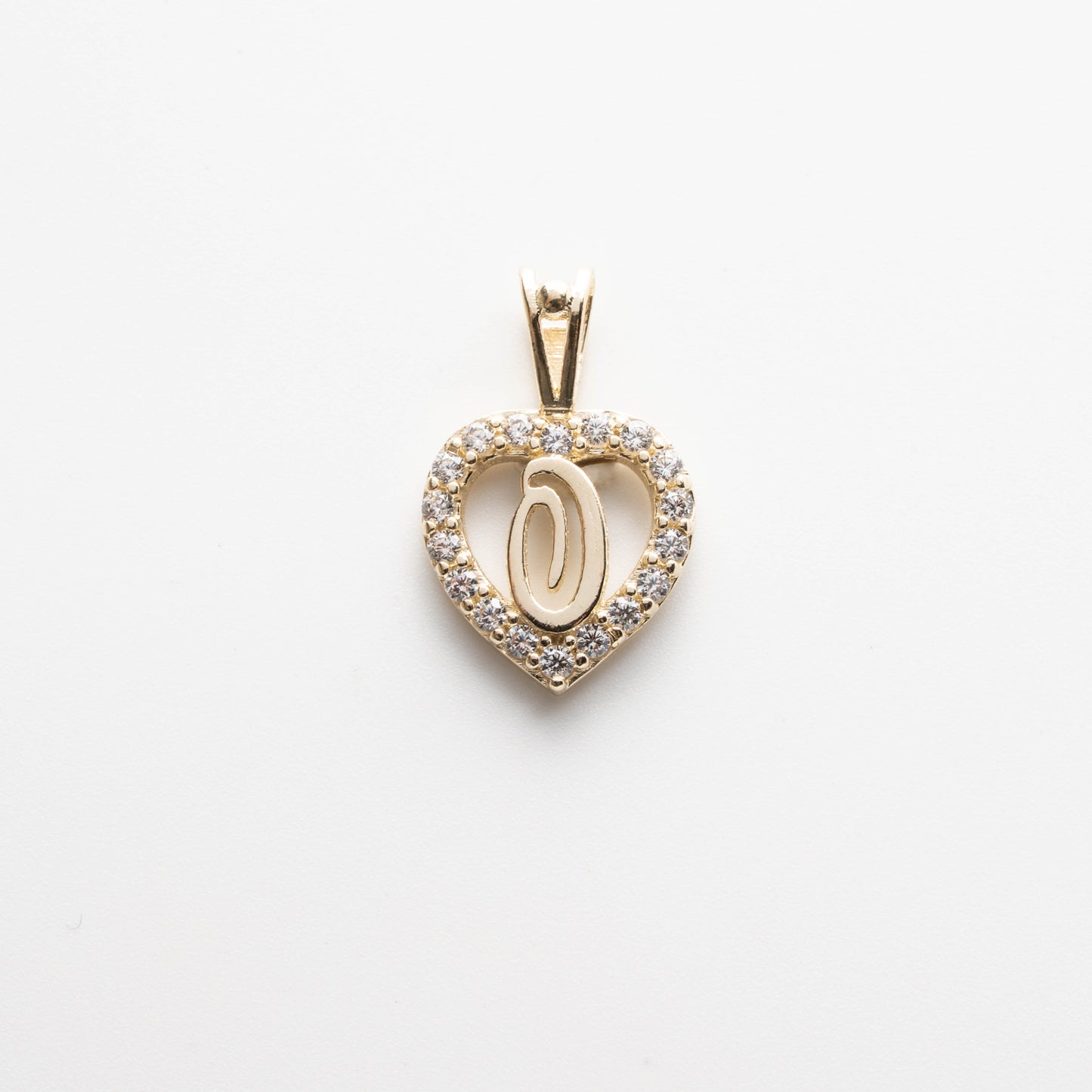 10K Gold Heart O Initial Pendant