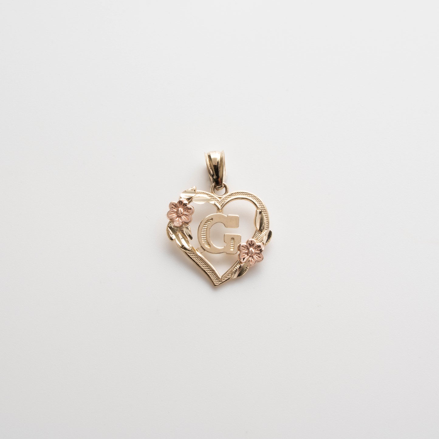 10K Gold Heart G Initial Pendant