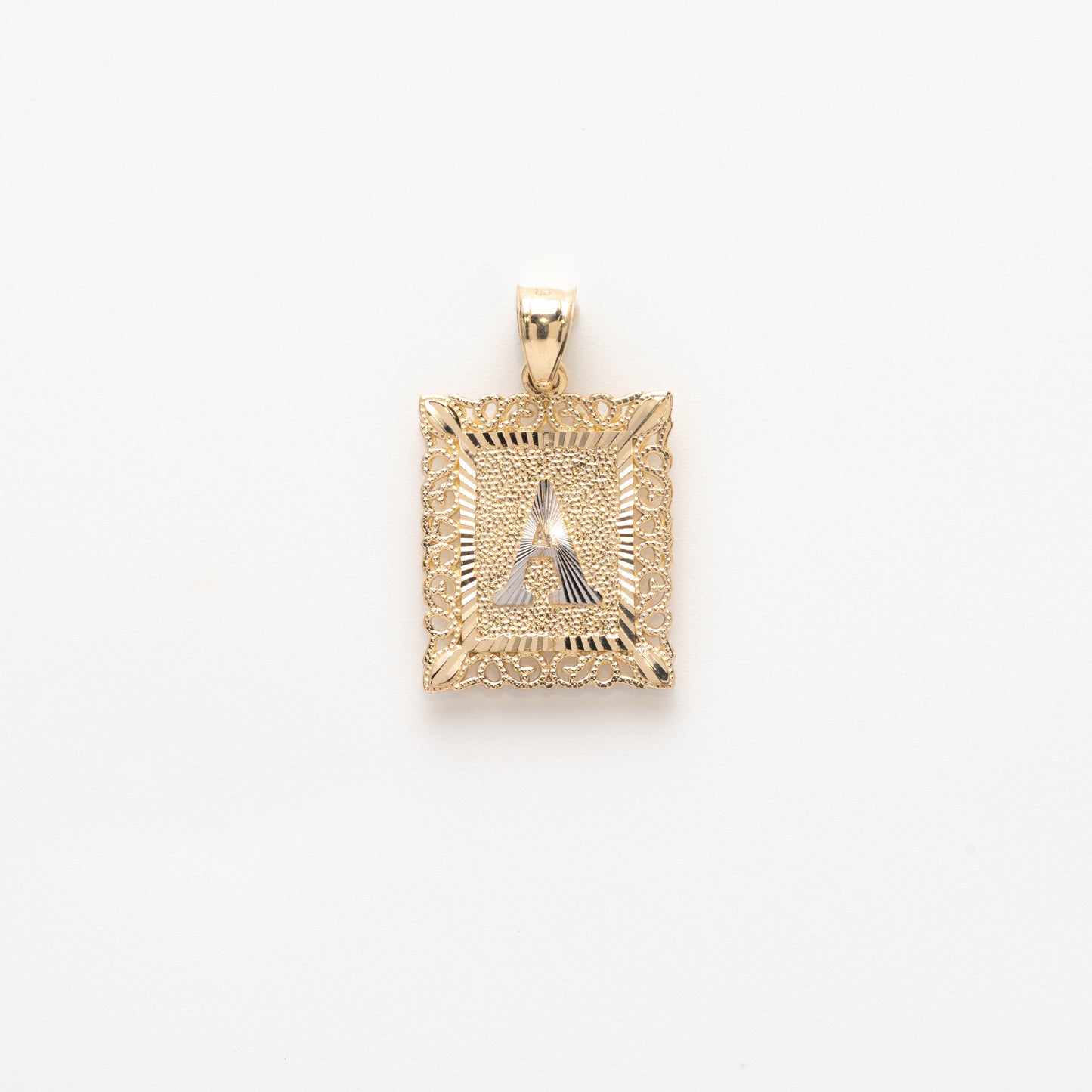 10K Gold Rectangle A Initial Pendant