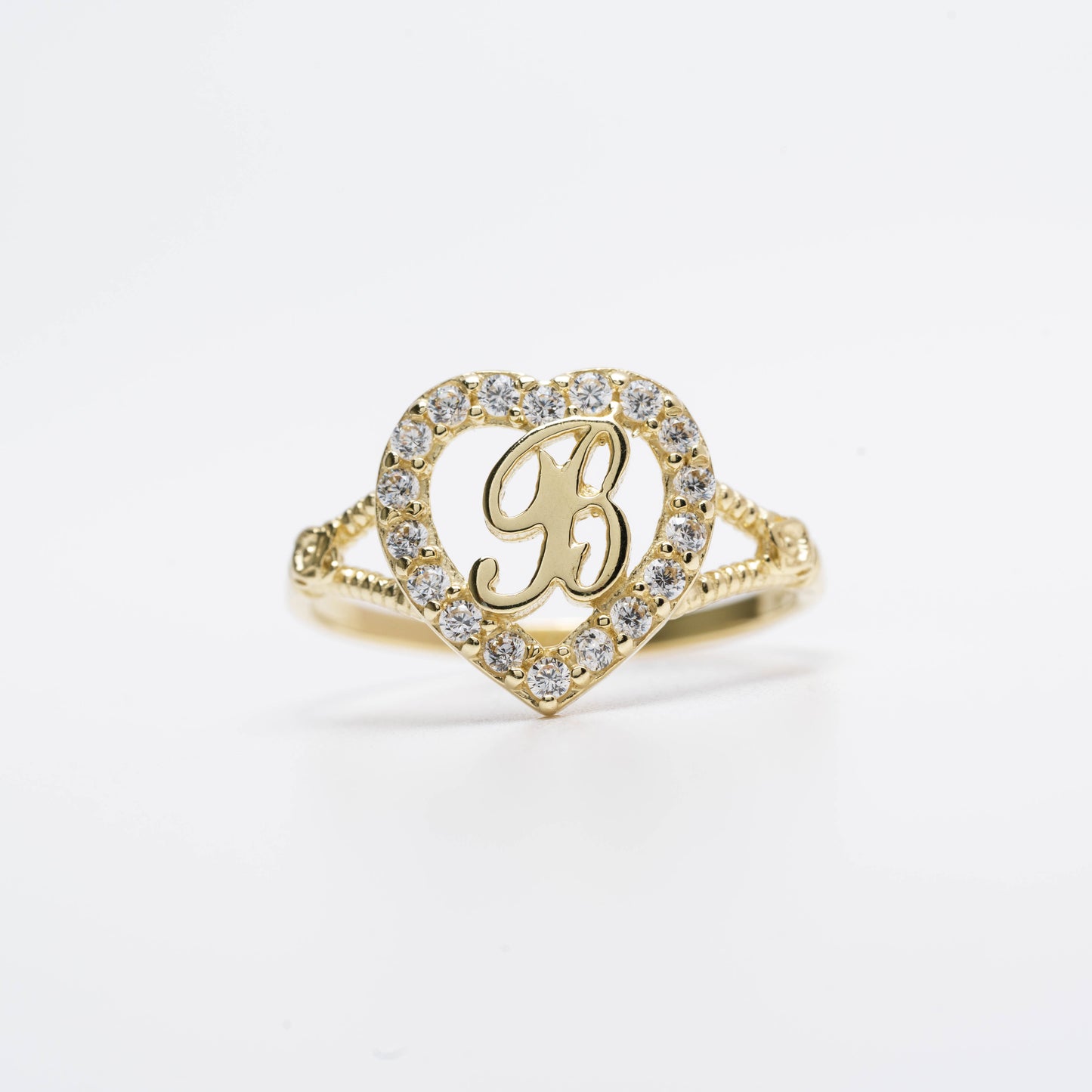 10K Heart Initial B Ring