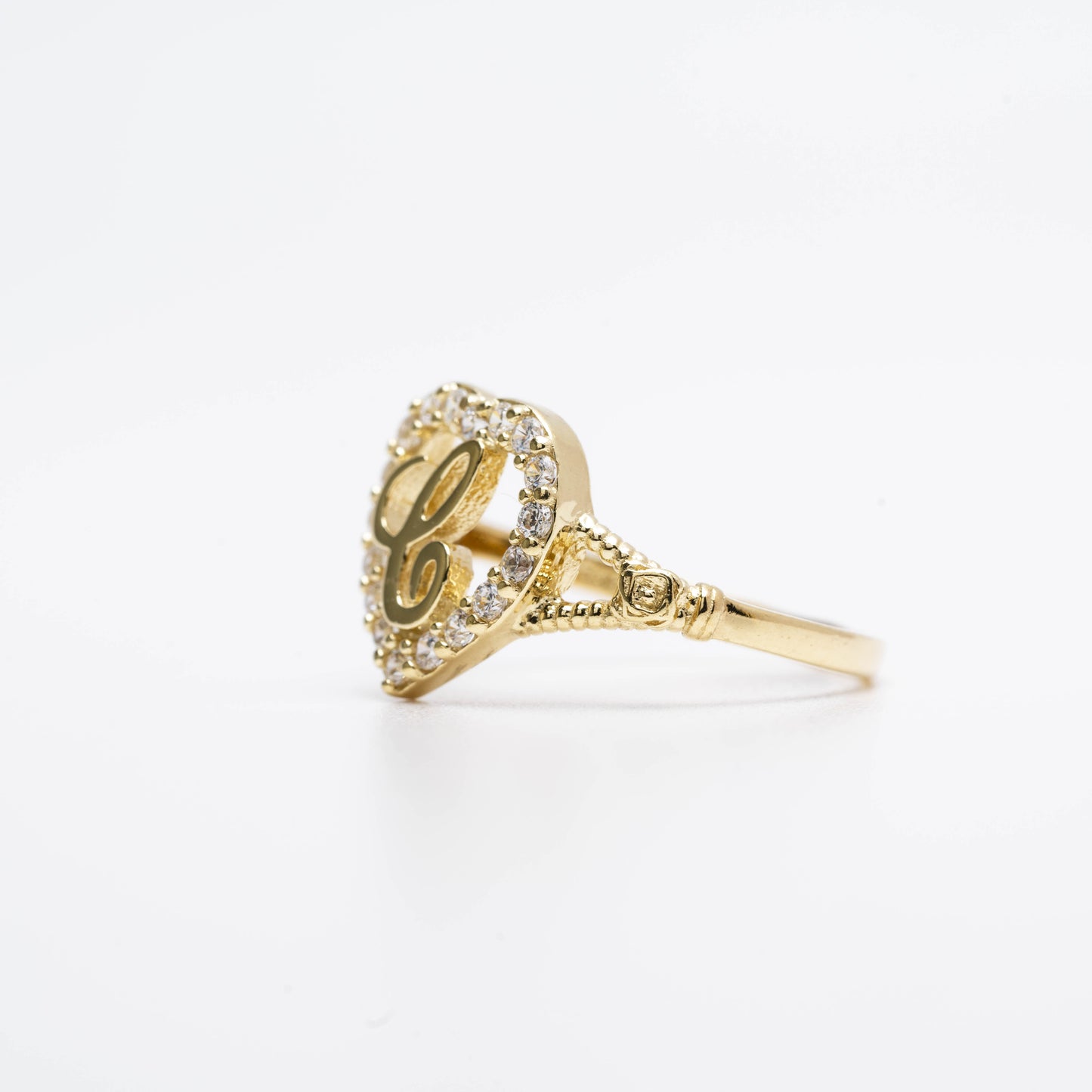 10K Heart Initial C Ring