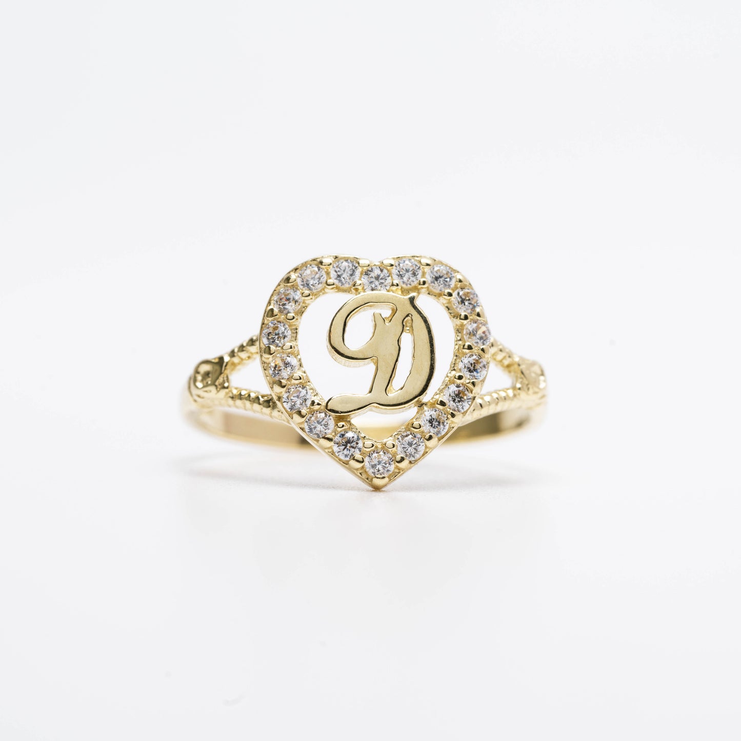 10K Heart Initial D Ring