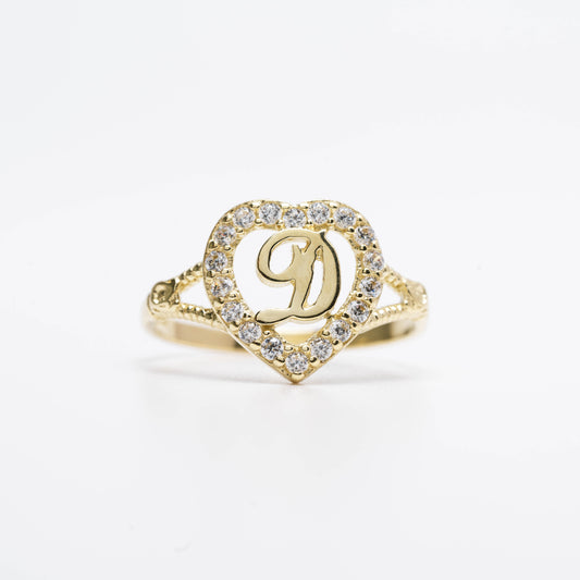 10K Heart Initial D Ring