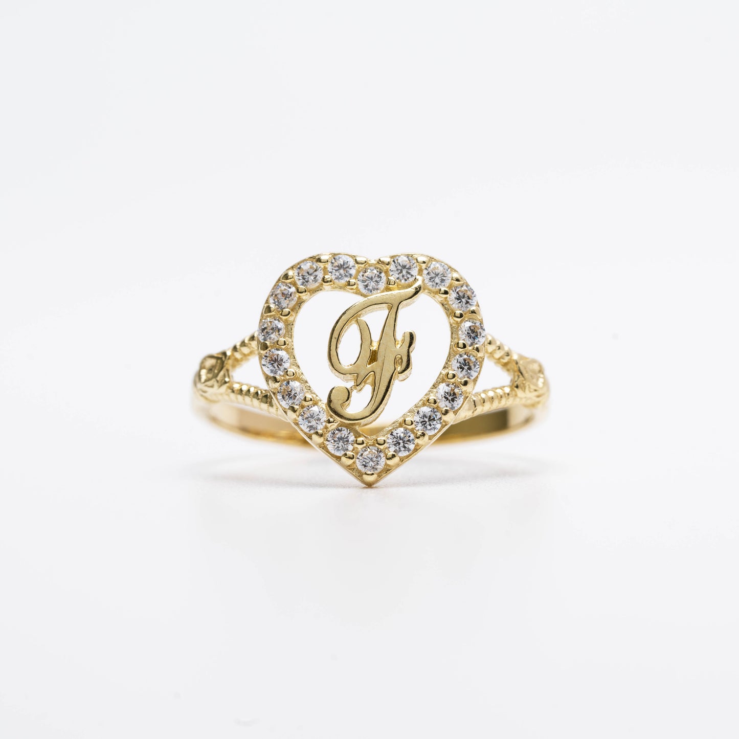 10K Heart Initial F Ring