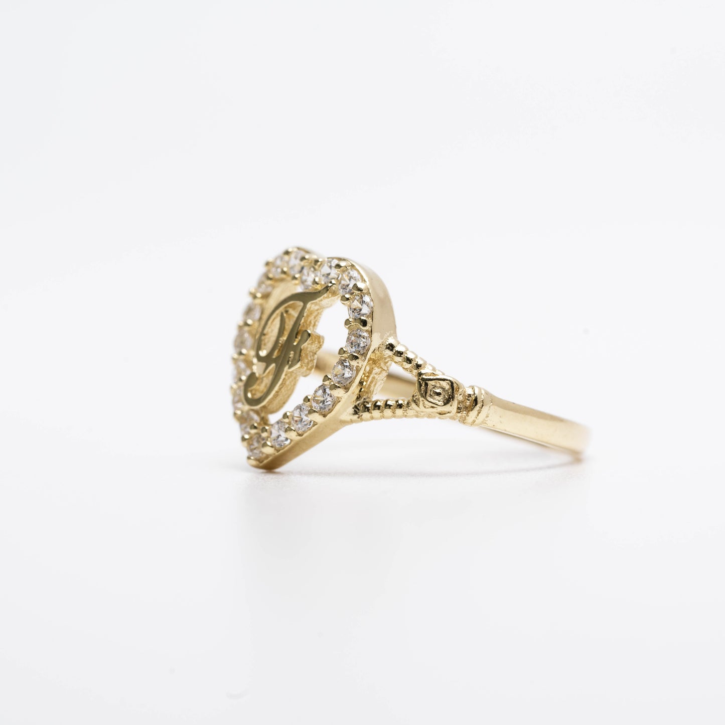 10K Heart Initial F Ring