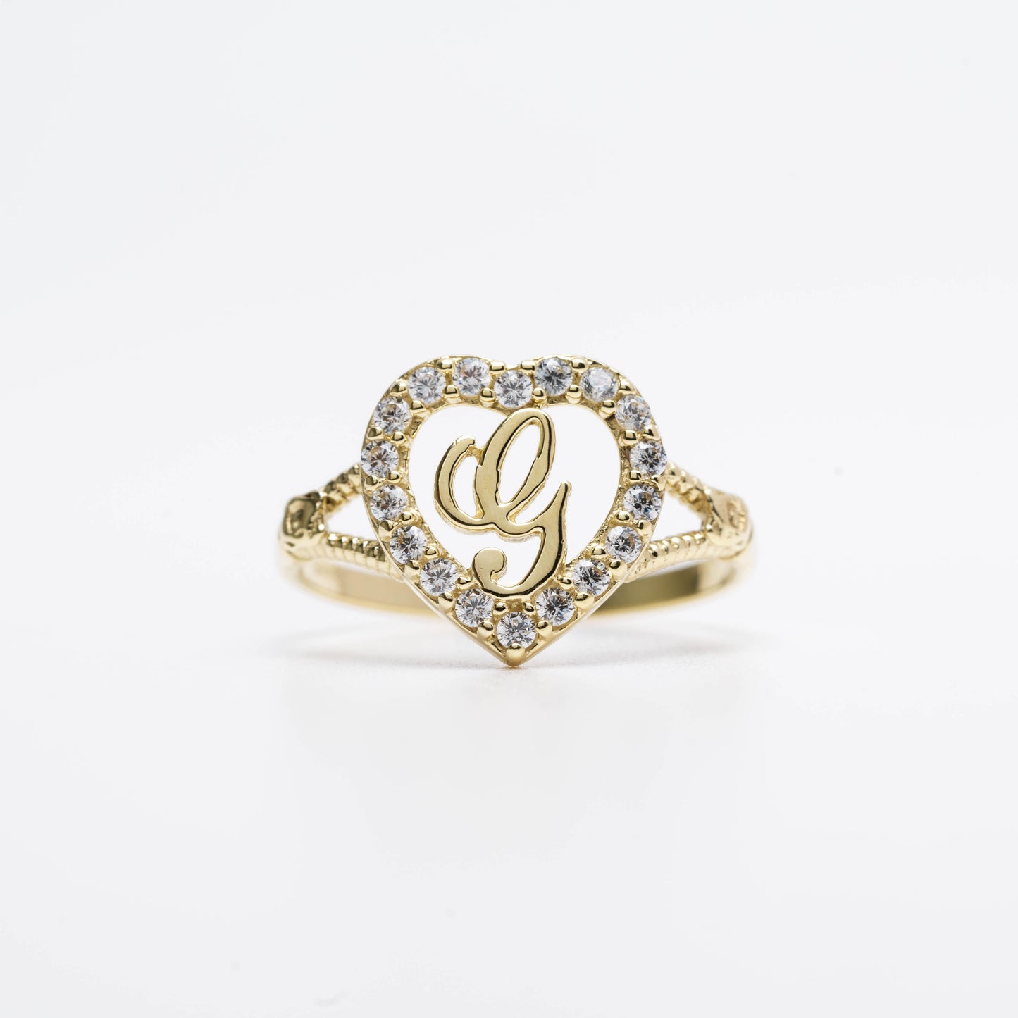 10K Heart Initial G Ring