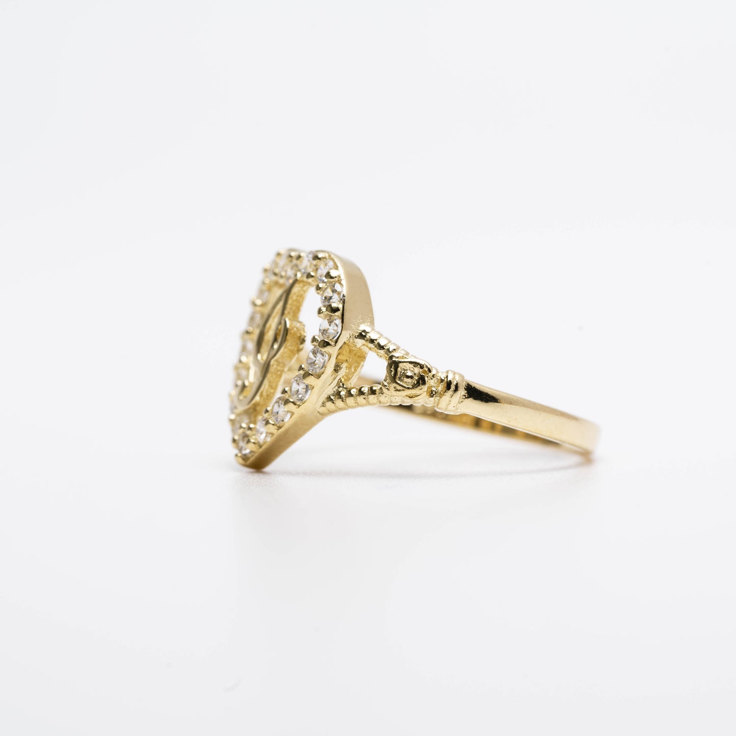 10K Heart Initial I Ring