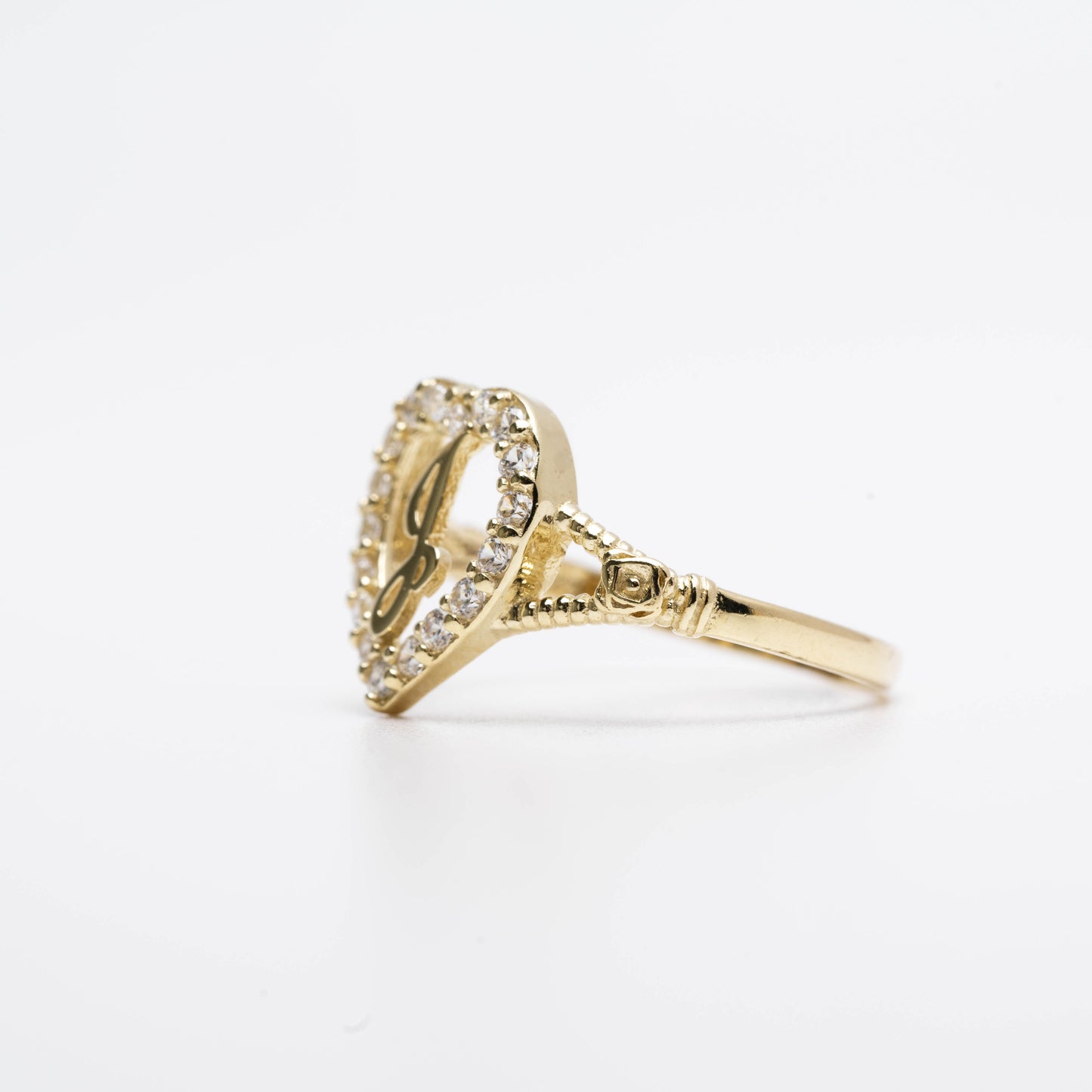 10K Heart Initial J Ring