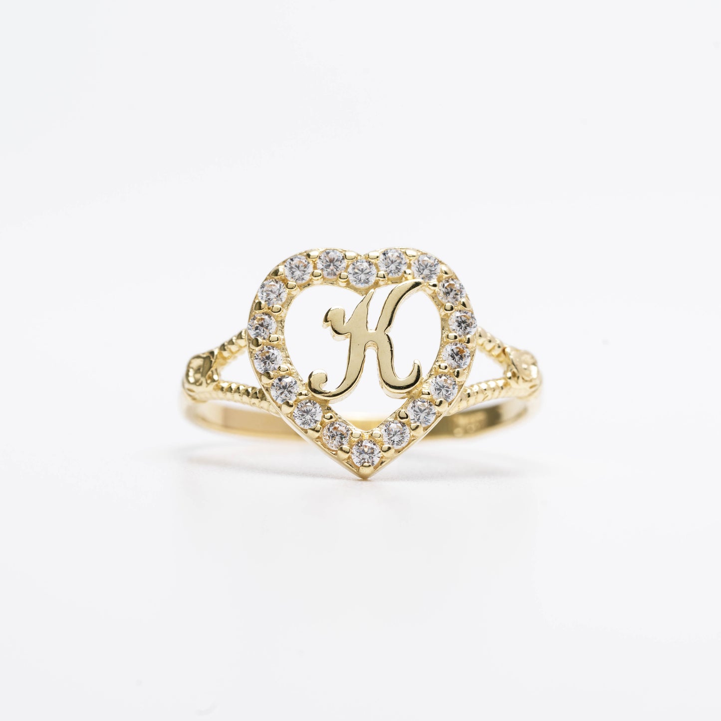 10K Heart Initial K Ring