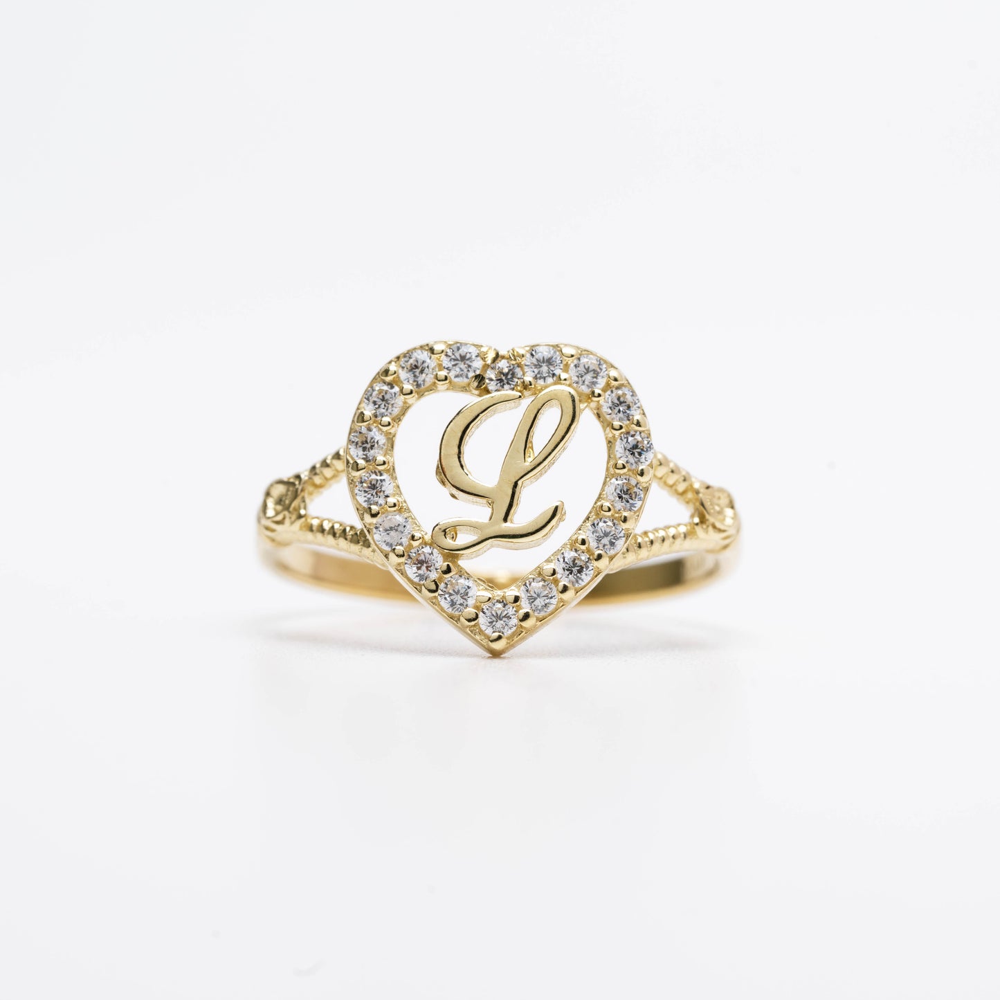 10K Heart Initial L Ring