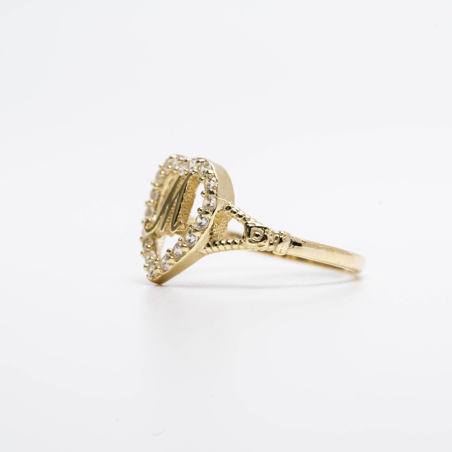 10K Heart Initial M Ring