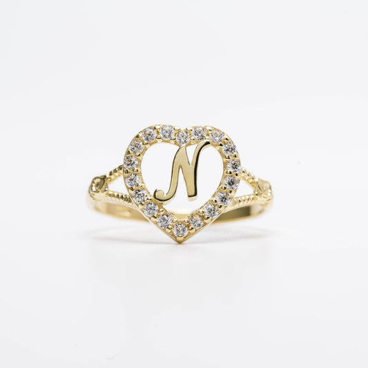 10K Heart Initial N Ring