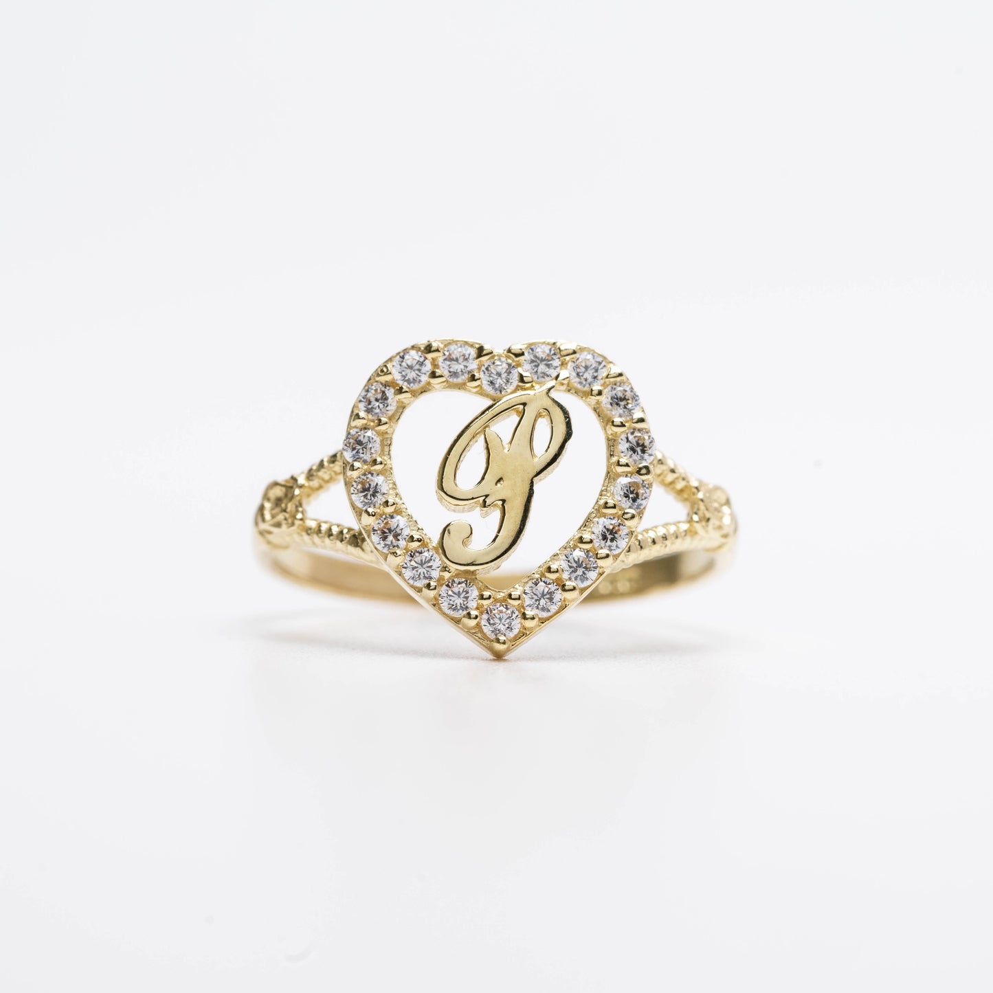 10K Heart Initial P Ring