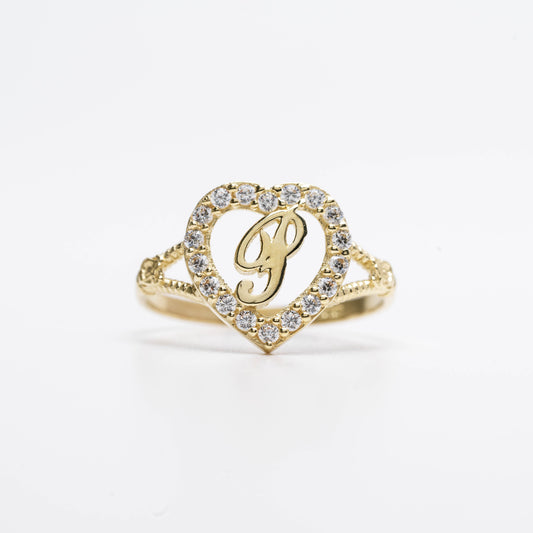 10K Heart Initial P Ring